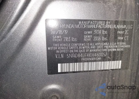 2019 Hyundai Elantra Sel из США, поврежденный, VIN 5NPD84LF4KH460057